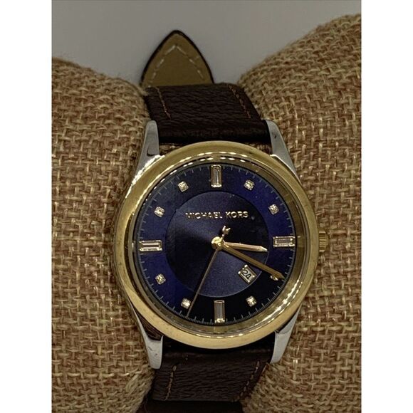 Michael Kors MK6337 Women Brown Leather Analog Dial Quartz Genuine Watch WFH184 - Picture 2 of 11